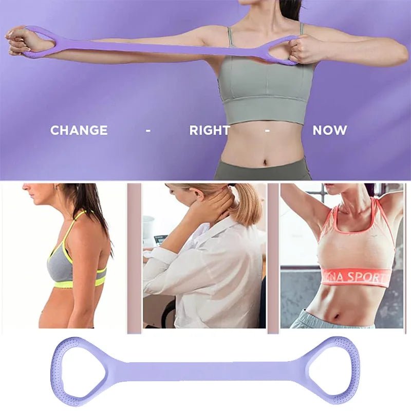 Yoga Stretch Strap | 8 - Shape Shoulder & Back Flexibility Trainer - Elastic Stretch Band - Fitsure