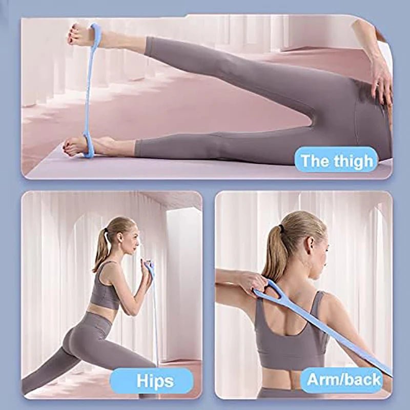 Yoga Stretch Strap | 8 - Shape Shoulder & Back Flexibility Trainer - Elastic Stretch Band - Fitsure